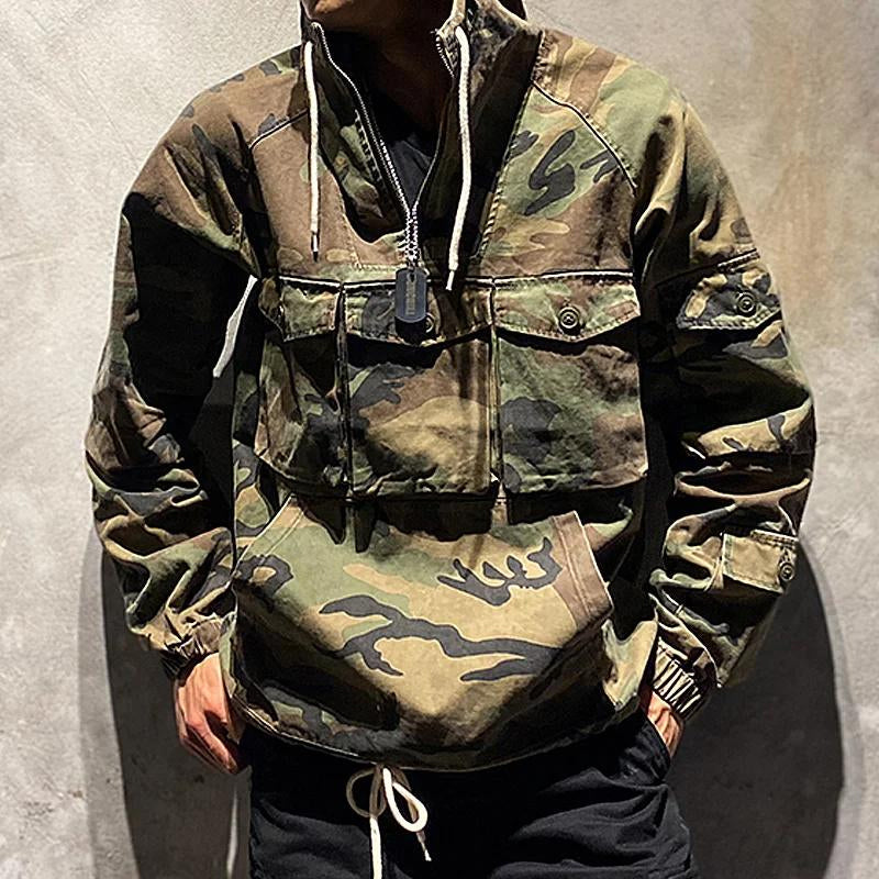 Men's Outdoor Multi-Pocket Camo Pullover Hoodie 08280113X