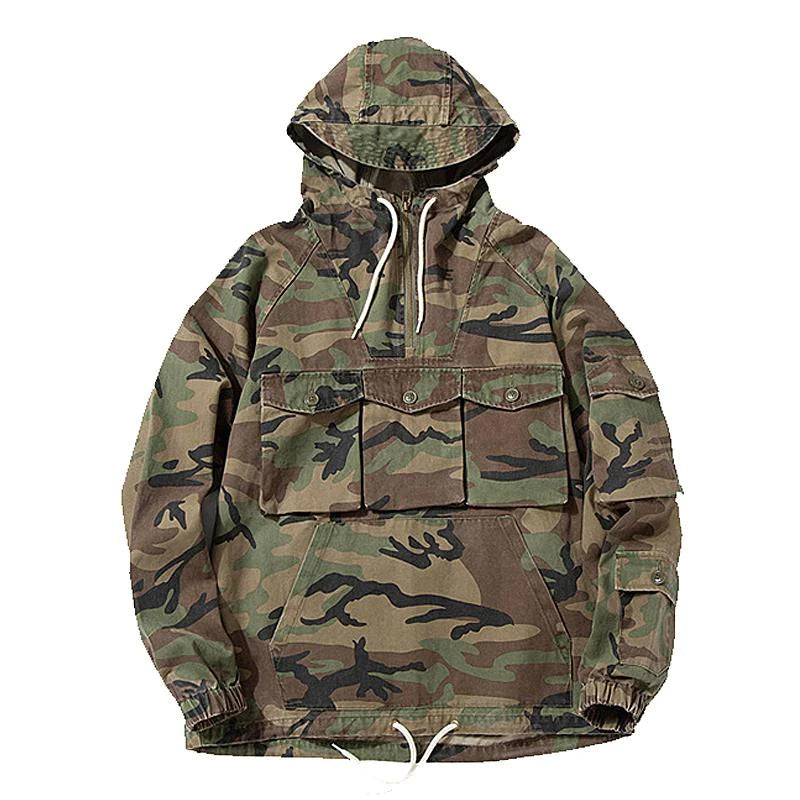 Men's Outdoor Multi-Pocket Camo Pullover Hoodie 08280113X