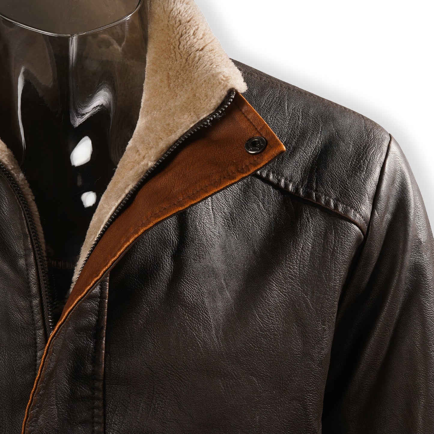 2024 Men's Vintage Double Stand Collar Leather Coat