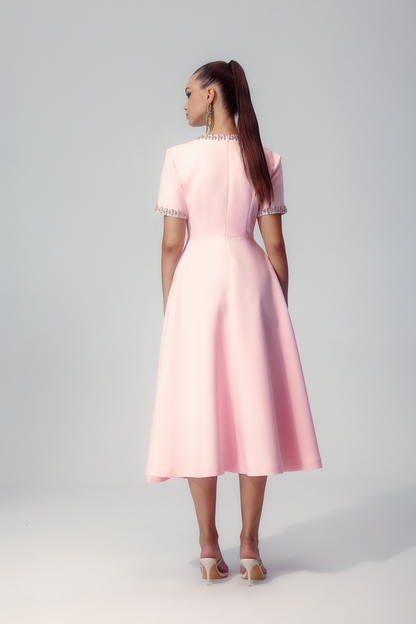 Zoe Bowknot Crystal-embellished Midi Dress