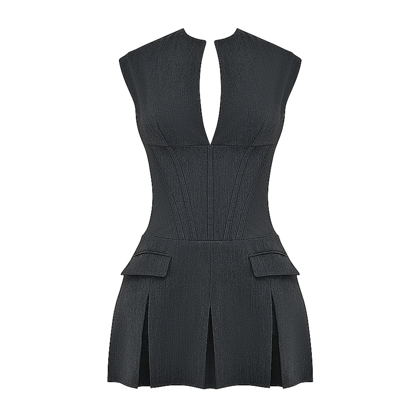 Velina - Solid Corset Pleated Mini Dress