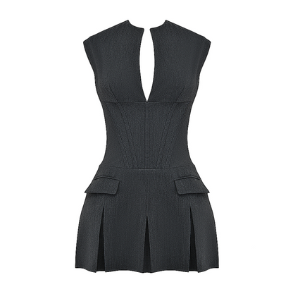 Velina - Solid Pleated Mini Dress