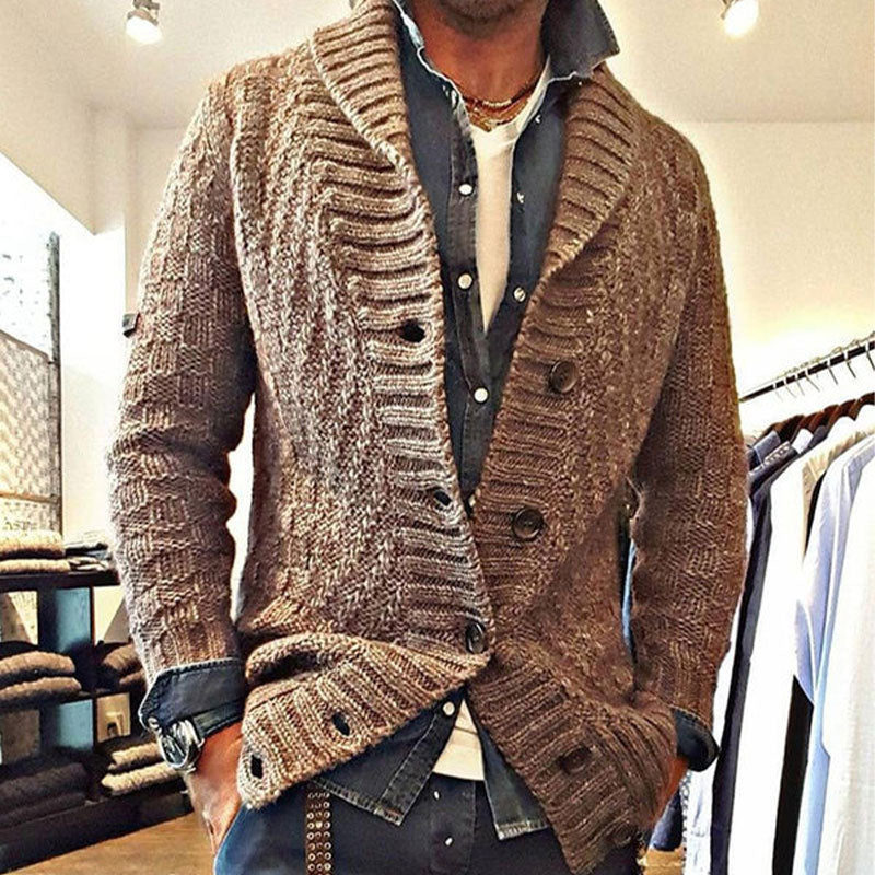 MEN'S VINTAGE LAPEL KNIT CARDIGAN JACKET  05701756X