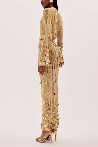 Dolly Gold Knit Maxi Dress