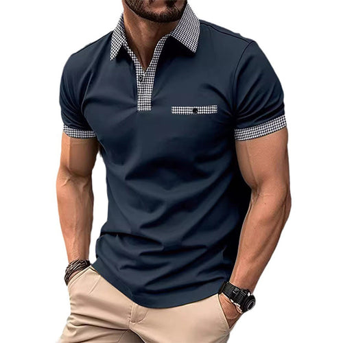 Men's Button Down Colorblock Sports Short Sleeve  Polo Shirt 86428180X