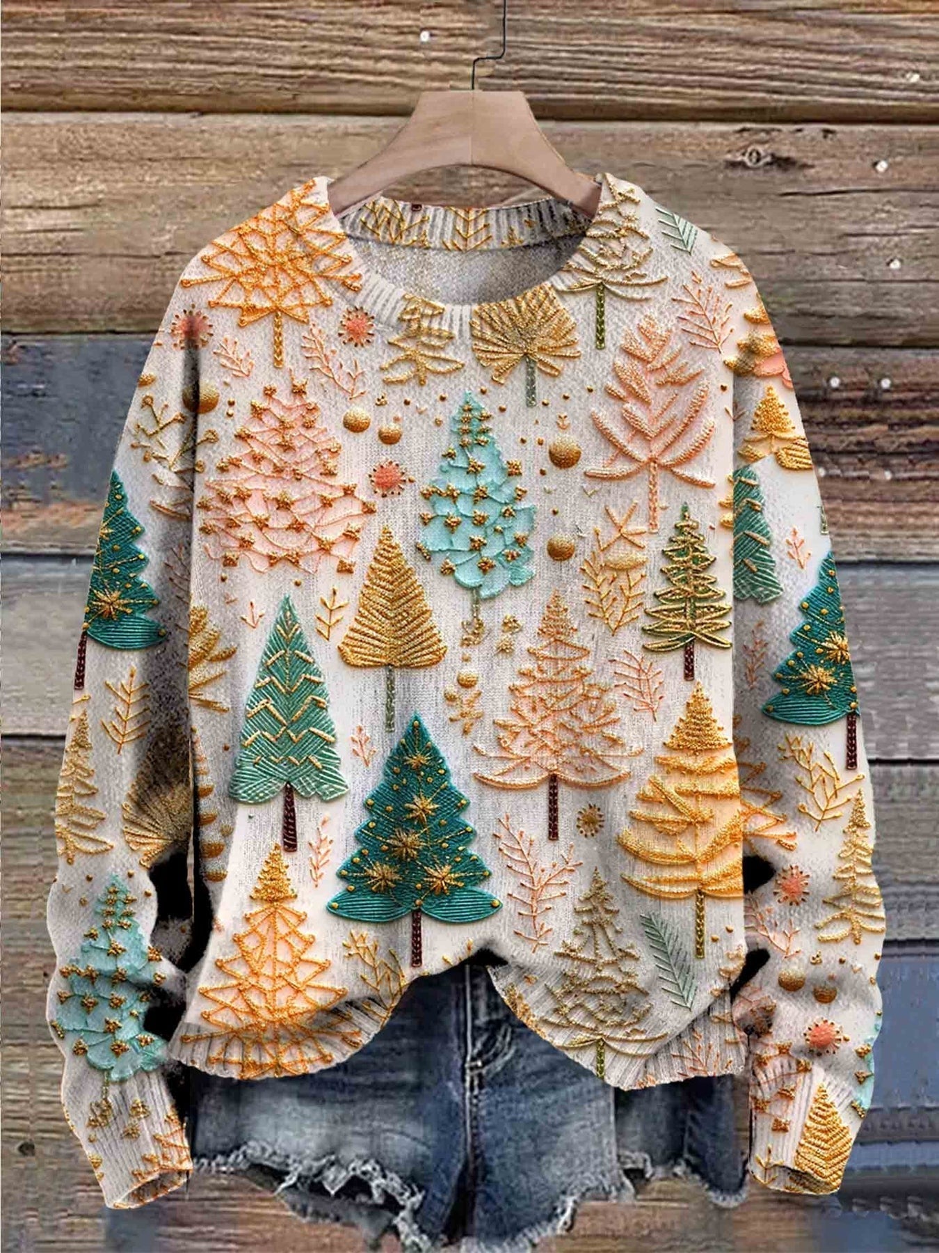 Maya™ | Knitted Sweater with Christmas Trees