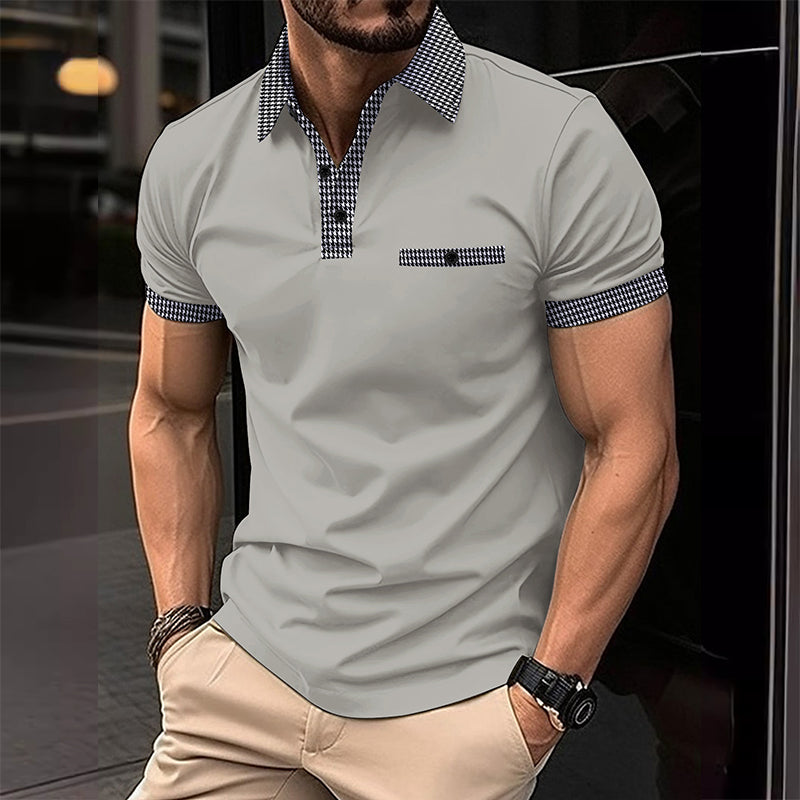 Men's Button Down Colorblock Sports Short Sleeve  Polo Shirt 86428180X