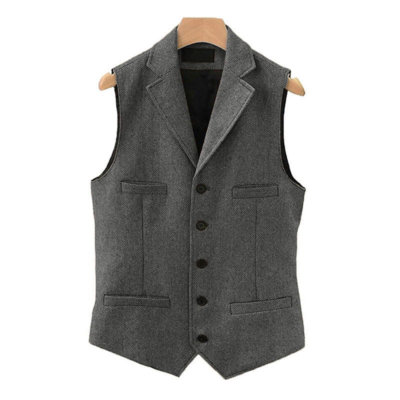 Men's Vintage Classic Lapel Single Breasted Suit Vest 15824060M