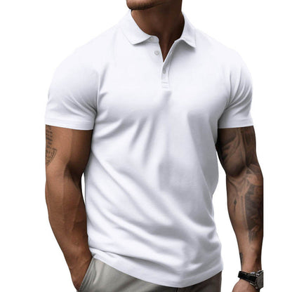 Men's Solid Slim Lapel Short Sleeve Casual Polo Shirt 22236281Z