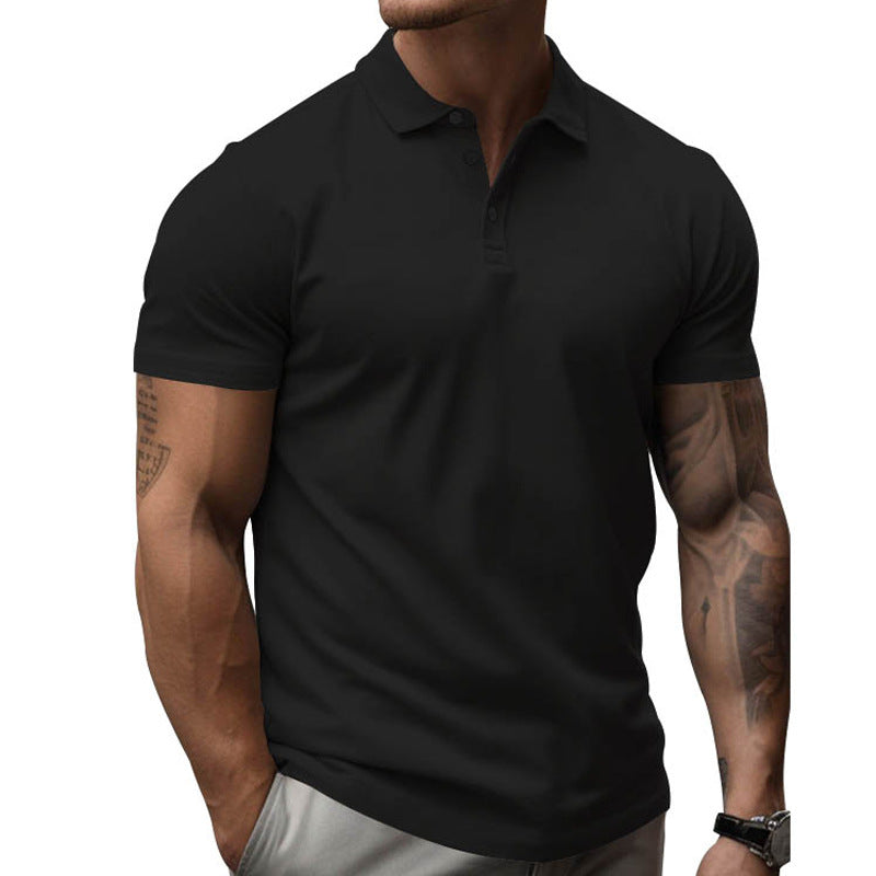 Men's Solid Slim Lapel Short Sleeve Casual Polo Shirt 22236281Z