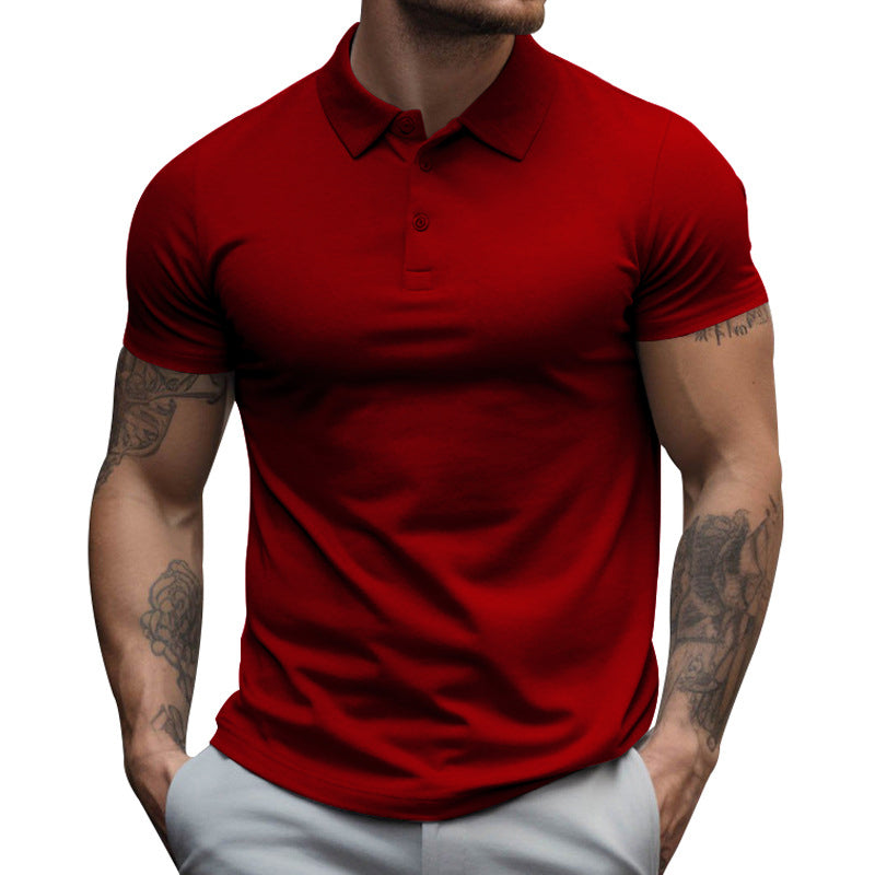 Men's Solid Slim Lapel Short Sleeve Casual Polo Shirt 22236281Z