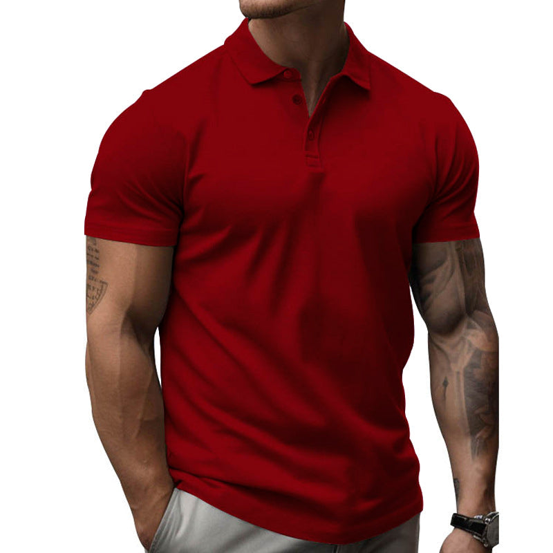 Men's Solid Slim Lapel Short Sleeve Casual Polo Shirt 22236281Z