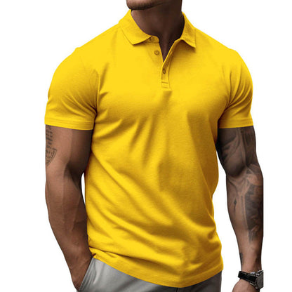 Men's Solid Slim Lapel Short Sleeve Casual Polo Shirt 22236281Z