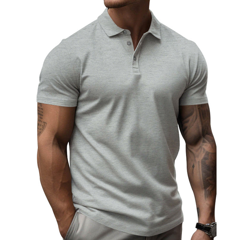 Men's Solid Slim Lapel Short Sleeve Casual Polo Shirt 22236281Z