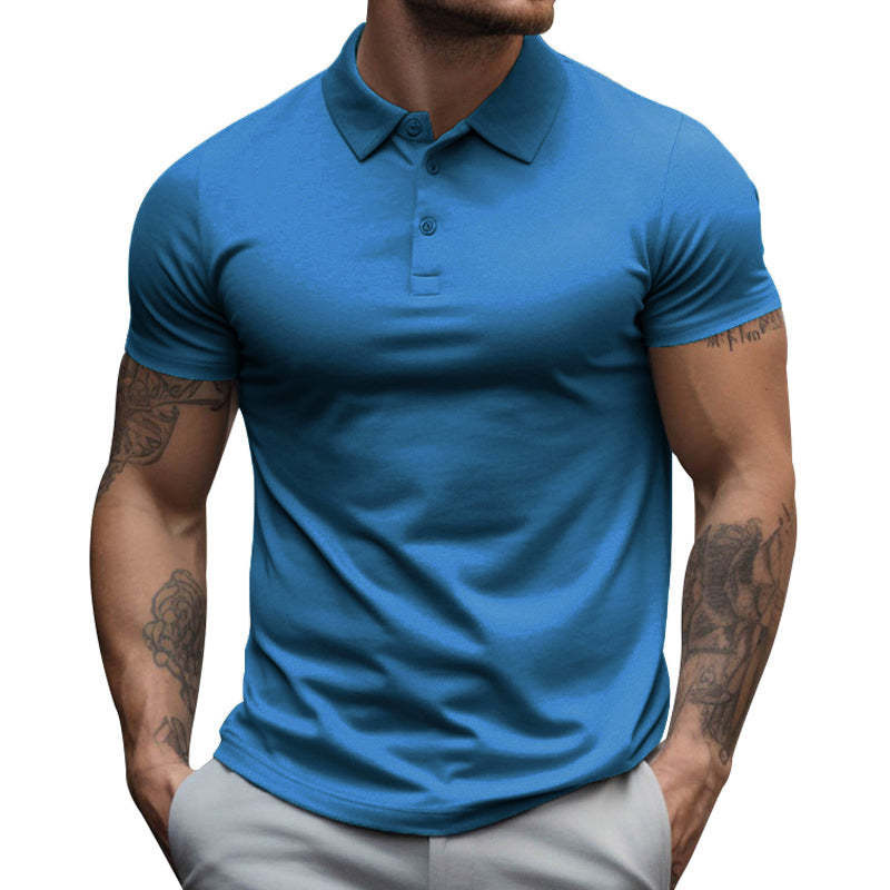 Men's Solid Slim Lapel Short Sleeve Casual Polo Shirt 22236281Z