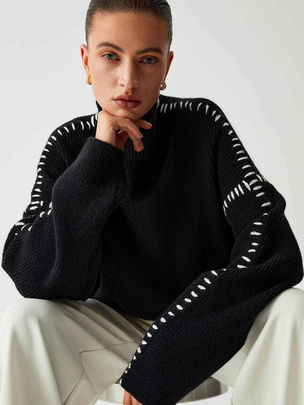 Kimmy™  - Contrast Stitch Sweater