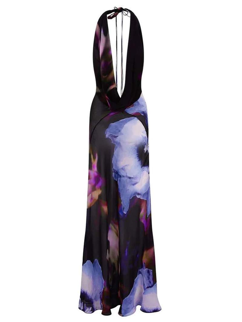 Lioris - Halterneck Backless Tie Dress