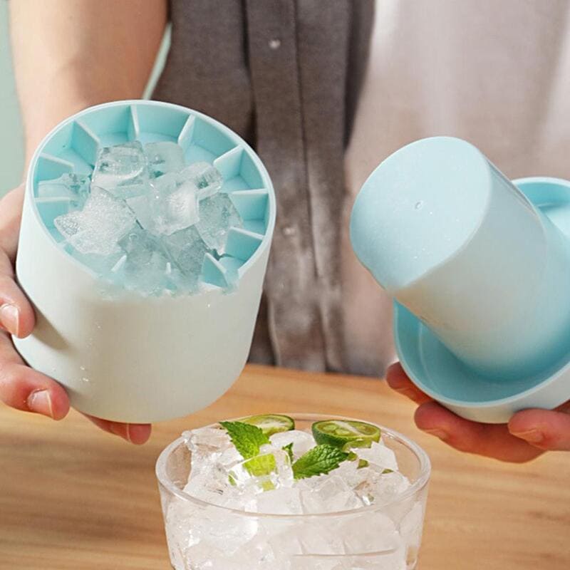 Round Silicone Ice Cube Tray with Lid