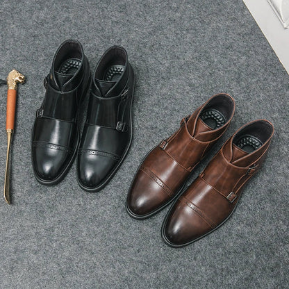 Darell | Leather Double-monk Strap Boots