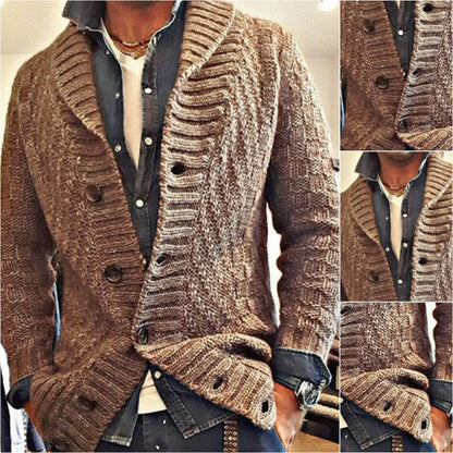 MEN'S VINTAGE LAPEL KNIT CARDIGAN JACKET  05701756X