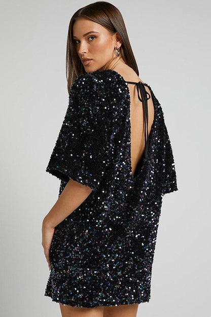 Alma Sequins Backless Mini Dress