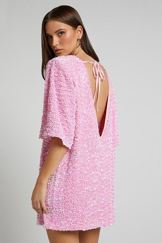 Alma Sequins Backless Mini Dress