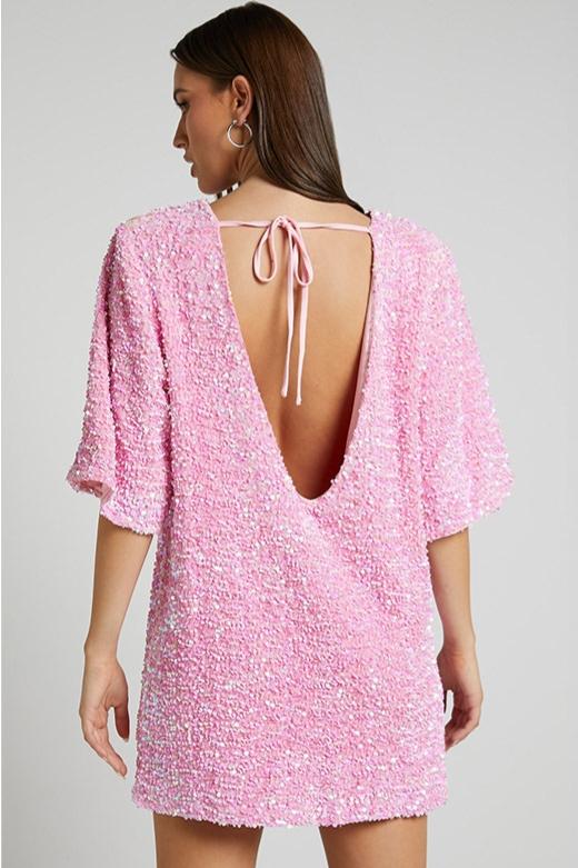 Alma Sequins Backless Mini Dress