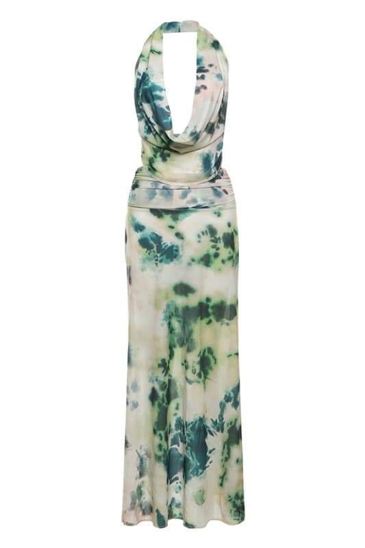 Antonia Printed Halterneck Maxi Dress