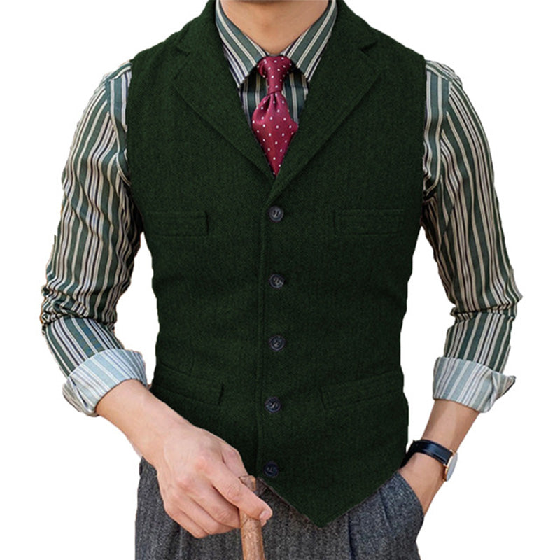 Men's Vintage Classic Lapel Single Breasted Suit Vest 15824060M