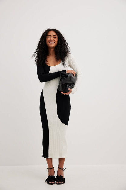 Belen Contrast Knit Midi Dress