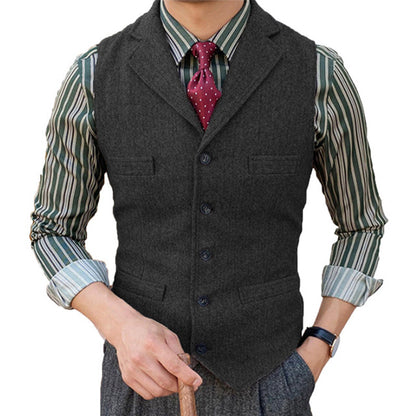 Men's Vintage Classic Lapel Single Breasted Suit Vest 15824060M