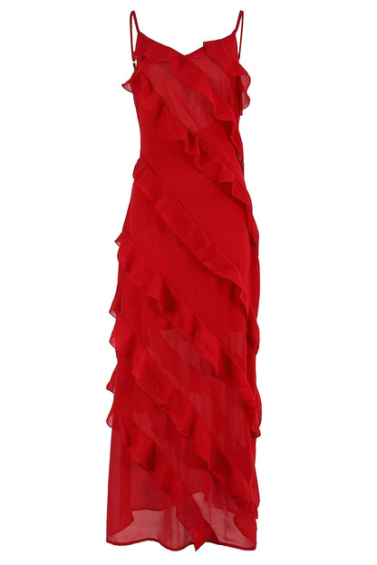 Eve Chiffon Ruffled Maxi Slip Dress