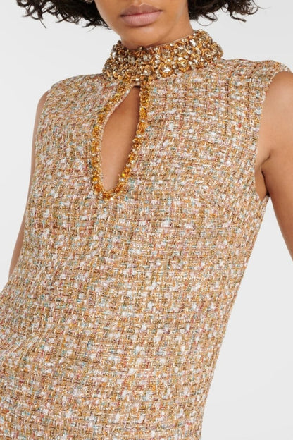 Gill Tweed Embellished Mini Tweed Dress