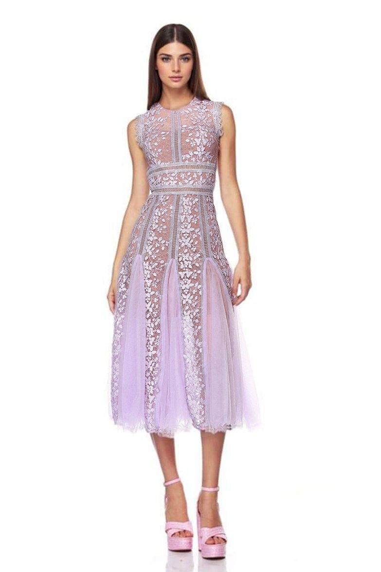 Heather Embroidered Lace Midi Dress