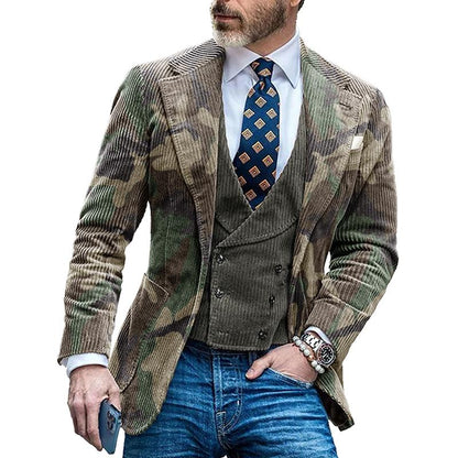 Men's Vintage Camouflage Single Breasted Blazer 91672881X