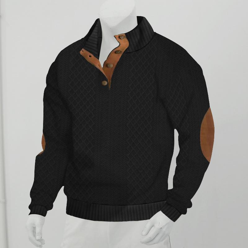 Men's Outdoor Stand Collar Long Sleeve Jacquard Knitted Pullover Sweatshirt 84101852X