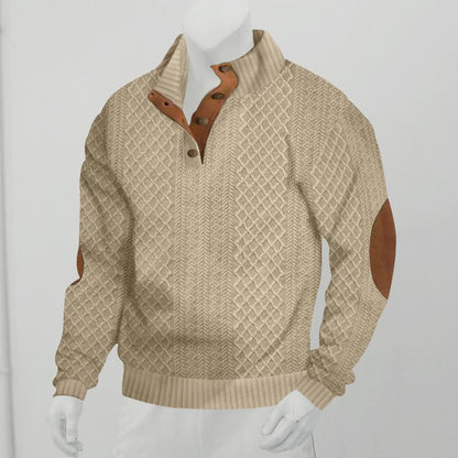 Men's Outdoor Stand Collar Long Sleeve Jacquard Knitted Pullover Sweatshirt 84101852X