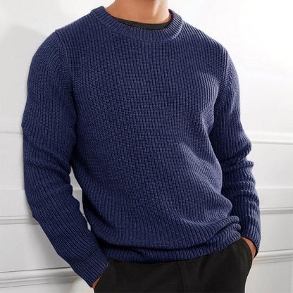 Men's Round Neck Solid Knit Sweater 25404401Z