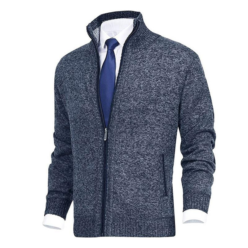 Men's Solid Color Stand Collar Cardigan Sweater 70313014X