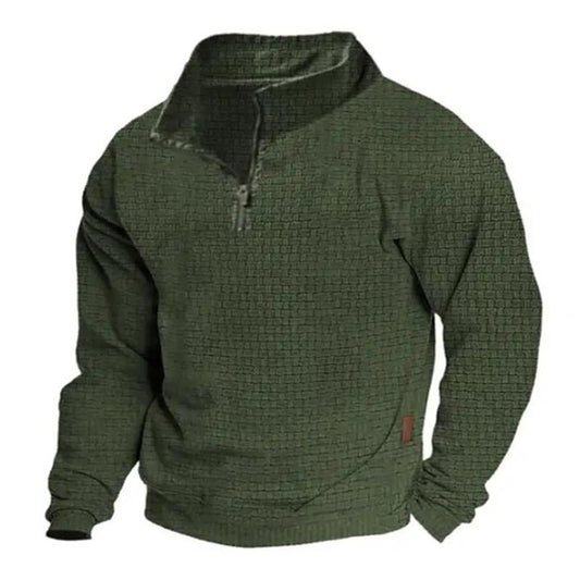 Men's Outdoor Casual Stand Collar Zipper Long Sleeve Sweatshirt 24099781M