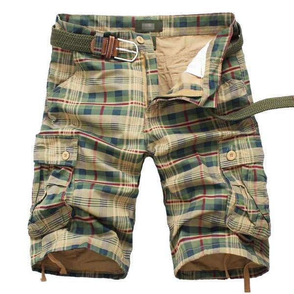 MEN'S VINTAGE POCKET PLAID SHORTS （WITHOUT BELT）  98497428X