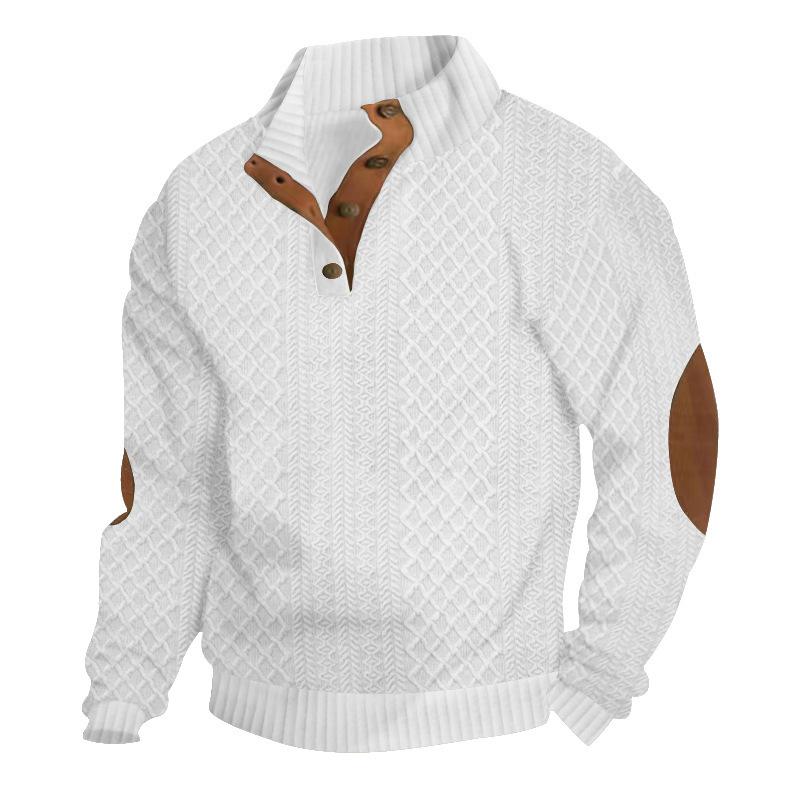 Men's Outdoor Stand Collar Long Sleeve Jacquard Knitted Pullover Sweatshirt 84101852X