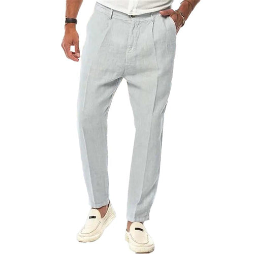 Men's Solid Color Linen Outdoor Loose Straight Pants 11717580X