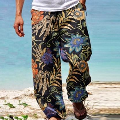 Men's Vintage Loose Printed Drawstring Pants 02559050Y