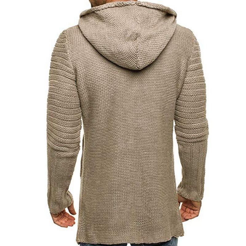 Men's Hooded Long Sleeve Mid Length Knit Cardigan 90721661M