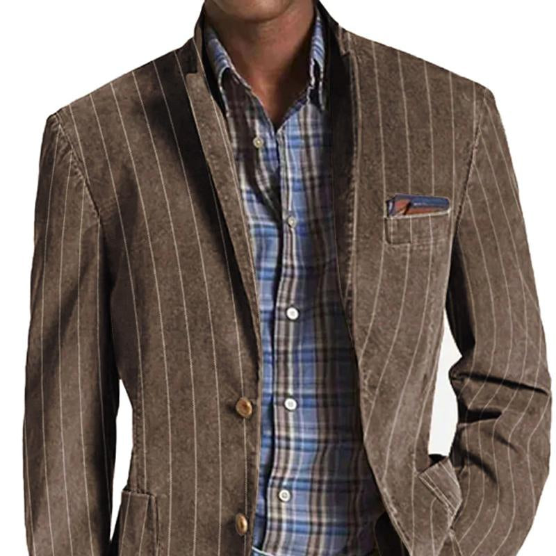 Men's Vintage Striped Lapel Single-Breasted Blazer 53951972Y