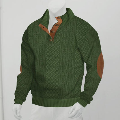 Men's Outdoor Stand Collar Long Sleeve Jacquard Knitted Pullover Sweatshirt 84101852X