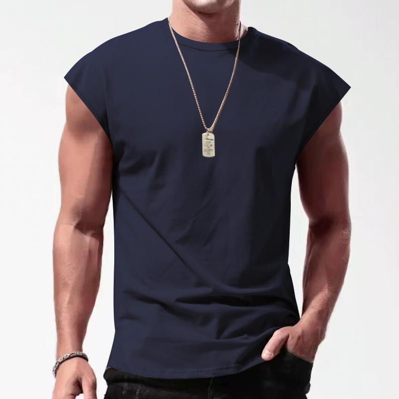 Men's Solid Loose Sleeveless  Sports T-shirt 64307072Z