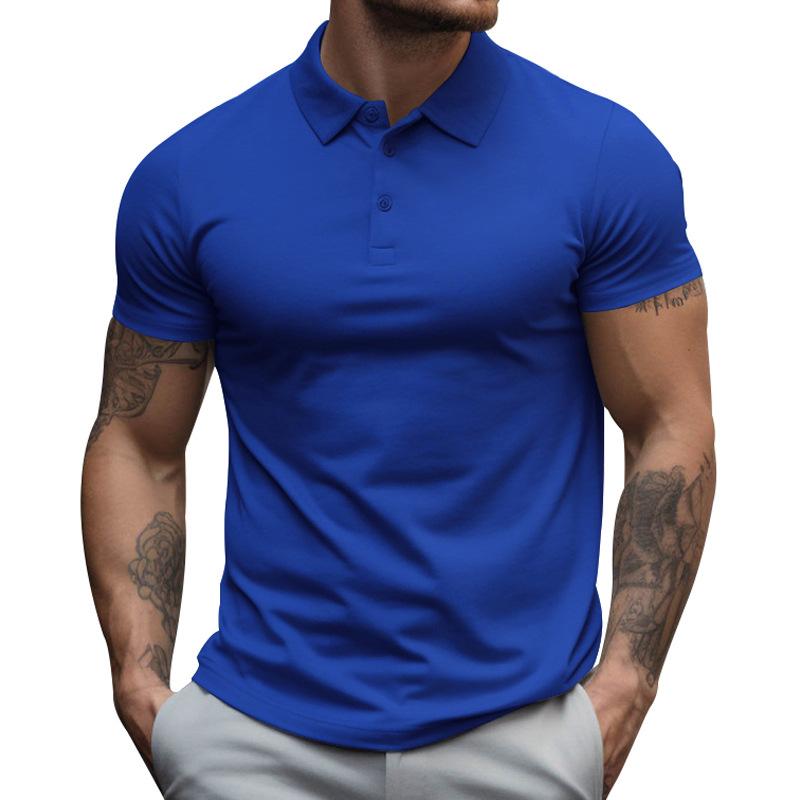 Men's Solid Slim Lapel Short Sleeve Casual Polo Shirt 22236281Z