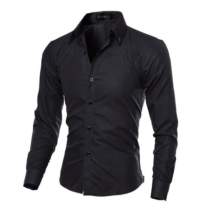 Men's Dark Pattern Diamond Long-sleeved Shirt 42745264X